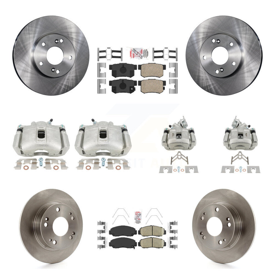 Front Rear Disc Brake Caliper Rotors And Ceramic Pads Kit (10Pc) For Honda Accord KC8-103085N