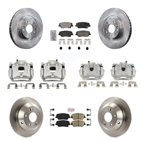 Front Rear Disc Brake Caliper Rotors & Ceramic Pad Kit (10Pc) For Hyundai Santa Fe Sport KC8-103119N