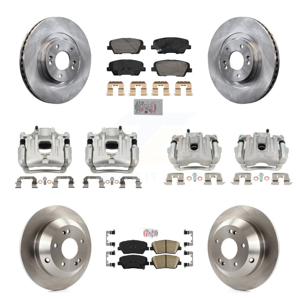Front Rear Disc Brake Caliper Rotors & Ceramic Pad Kit (10Pc) For Hyundai Santa Fe Sport KC8-103123N