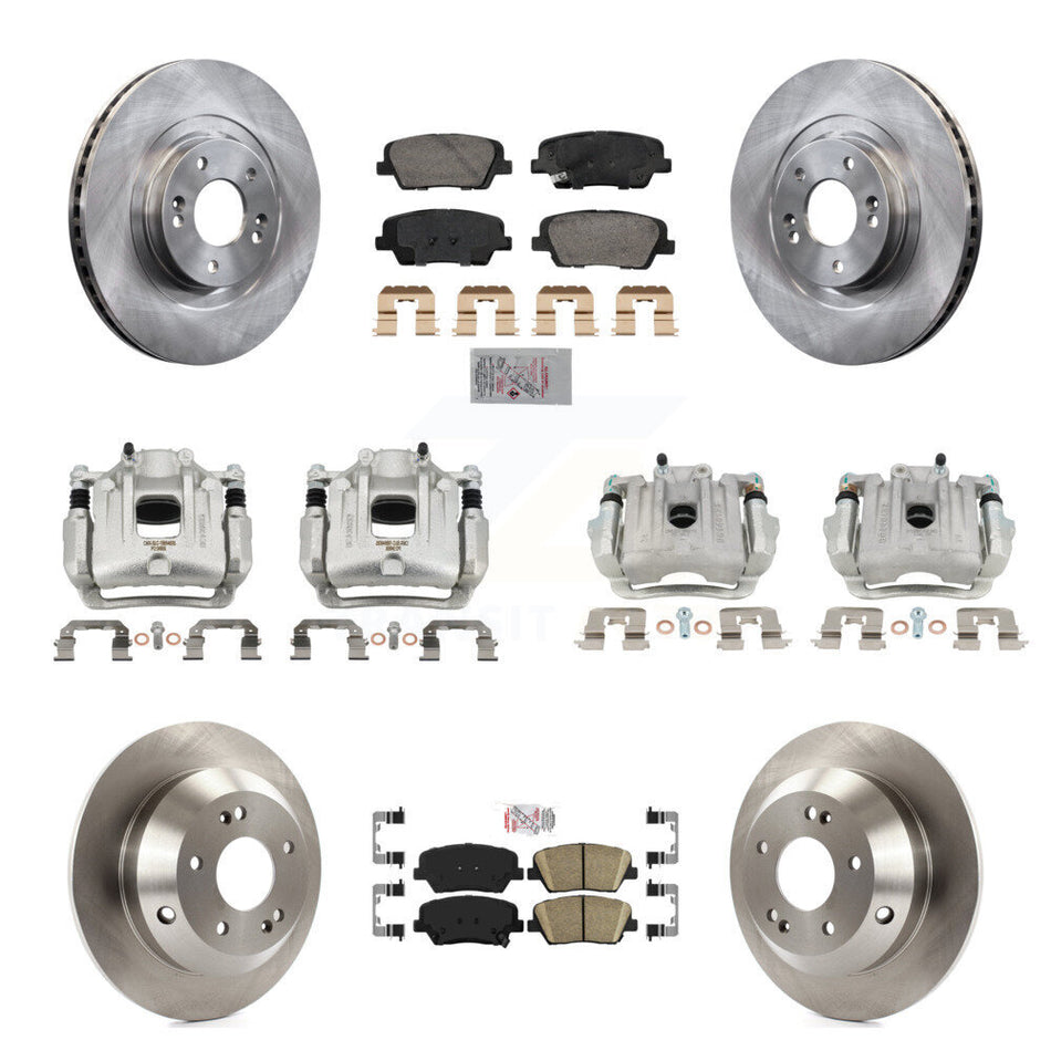 Front Rear Disc Brake Caliper Rotors & Ceramic Pad Kit (10Pc) For Hyundai Santa Fe Sport KC8-103123N