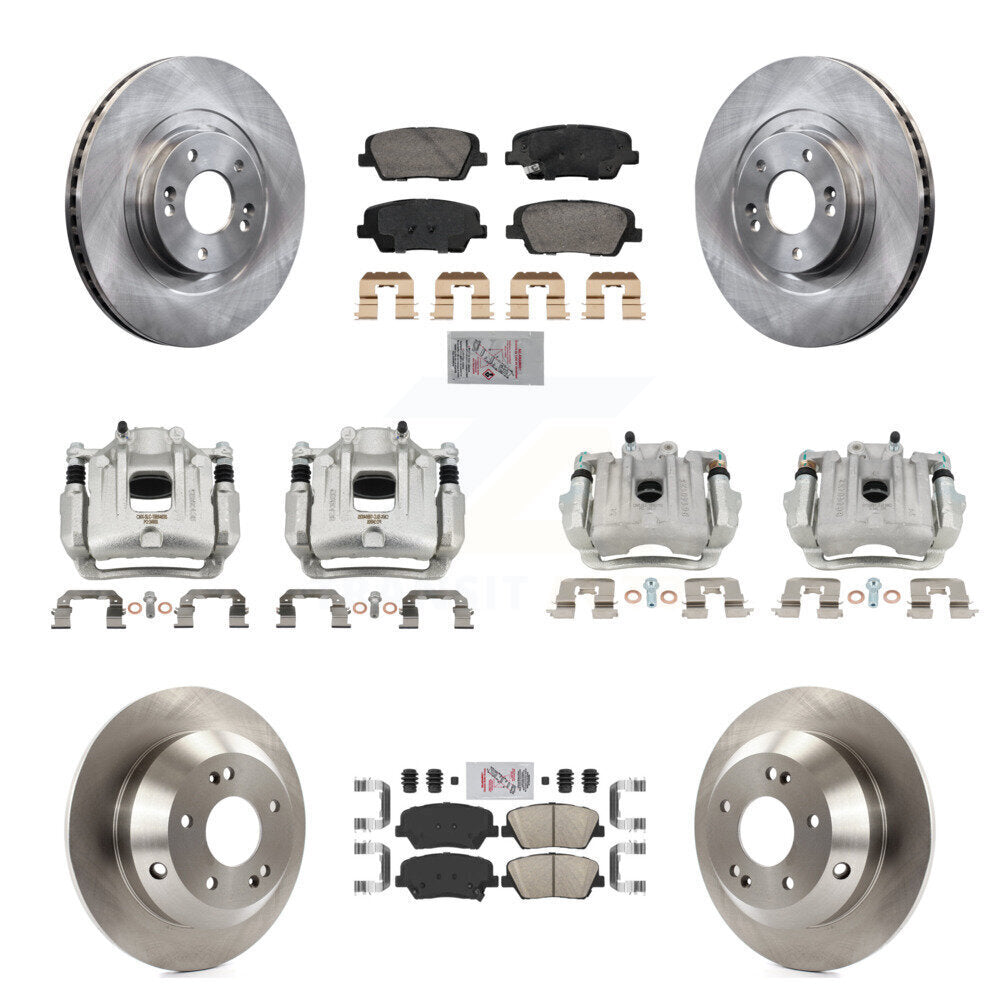 Front Rear Disc Brake Caliper Rotors & Ceramic Pad Kit (10Pc) For Hyundai Santa Fe Sport KC8-103124N