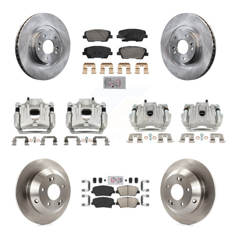 Front Rear Disc Brake Caliper Rotors & Ceramic Pad Kit (10Pc) For Hyundai Santa Fe Sport KC8-103124N