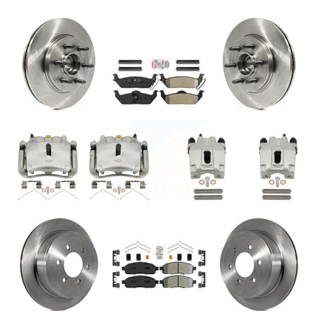 Front Rear Brake Caliper Rotors Semi-Metallic Pad Kit (10Pc) For Ford F-150 Lincoln Mark KC8-103147N