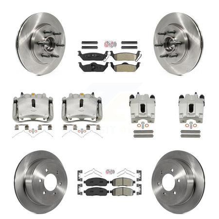 Front Rear Brake Caliper Rotors Semi-Metallic Pad Kit (10Pc) For Ford F-150 Lincoln Mark KC8-103148N