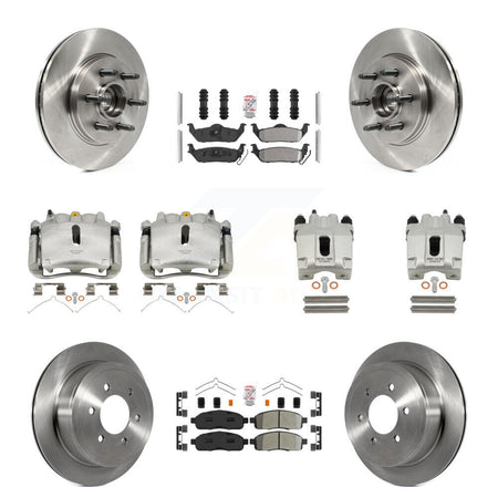 Front Rear Brake Caliper Rotors Semi-Metallic Pad Kit (10Pc) For Ford F-150 Lincoln Mark KC8-103149N