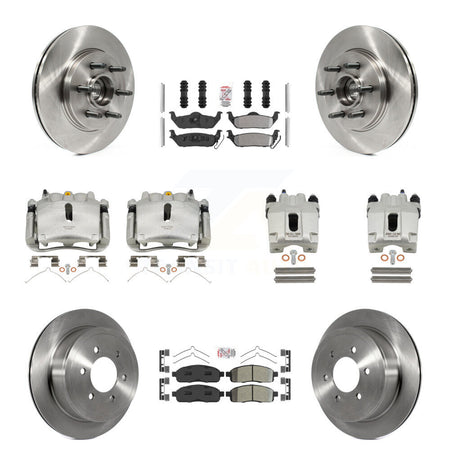 Front Rear Brake Caliper Rotors Semi-Metallic Pad Kit (10Pc) For Ford F-150 Lincoln Mark KC8-103150N