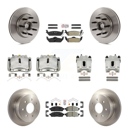 Front Rear Brake Caliper Rotors Semi-Metallic Pad Kit (10Pc) For Ford F-150 Lincoln Mark KC8-103151N