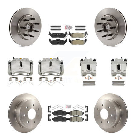 Front Rear Brake Caliper Rotors Semi-Metallic Pad Kit (10Pc) For Ford F-150 Lincoln Mark KC8-103152N