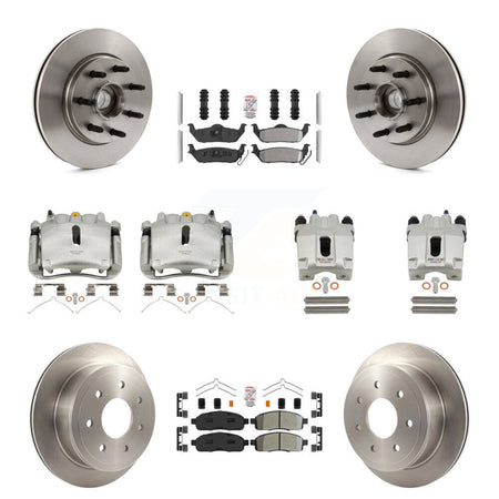 Front Rear Brake Caliper Rotors Semi-Metallic Pad Kit (10Pc) For Ford F-150 Lincoln Mark KC8-103153N