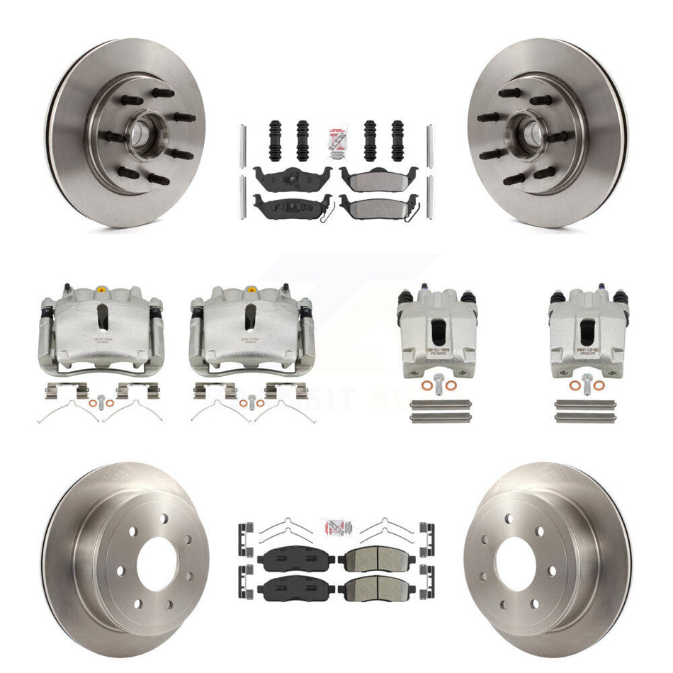 Front Rear Brake Caliper Rotors Semi-Metallic Pad Kit (10Pc) For Ford F-150 Lincoln Mark KC8-103154N