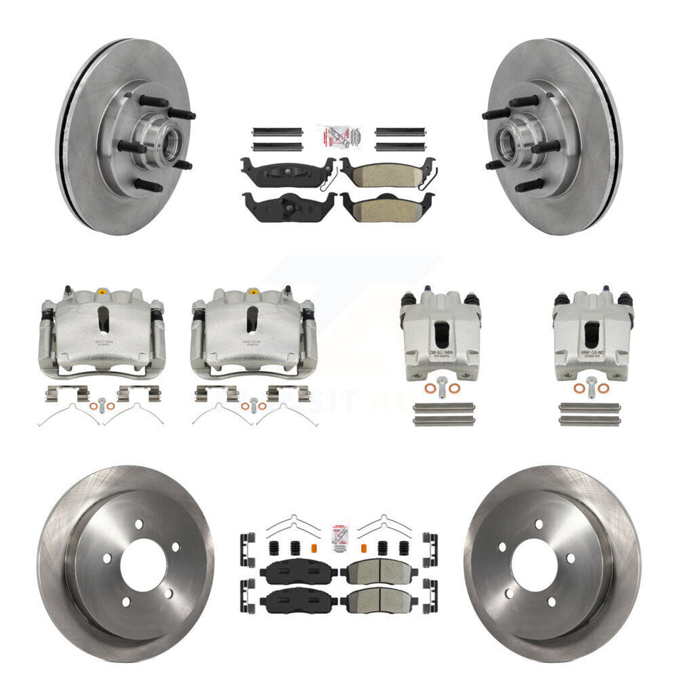 Front Rear Disc Brake Caliper Rotor Semi-Metallic Pad Kit (10Pc) For 2004 Ford F-150 RWD KC8-103155N