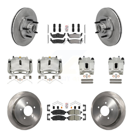 Front Rear Disc Brake Caliper Rotor Semi-Metallic Pad Kit (10Pc) For 2004 Ford F-150 RWD KC8-103157N