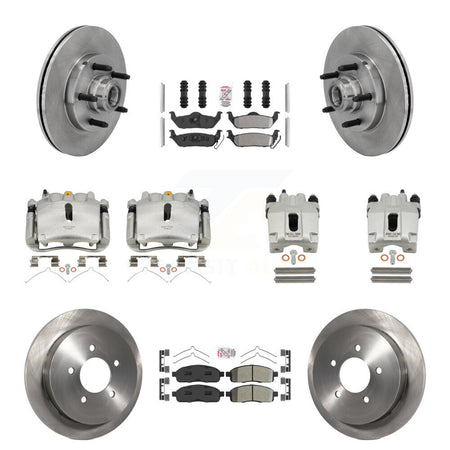 Front Rear Disc Brake Caliper Rotor Semi-Metallic Pad Kit (10Pc) For 2004 Ford F-150 RWD KC8-103158N