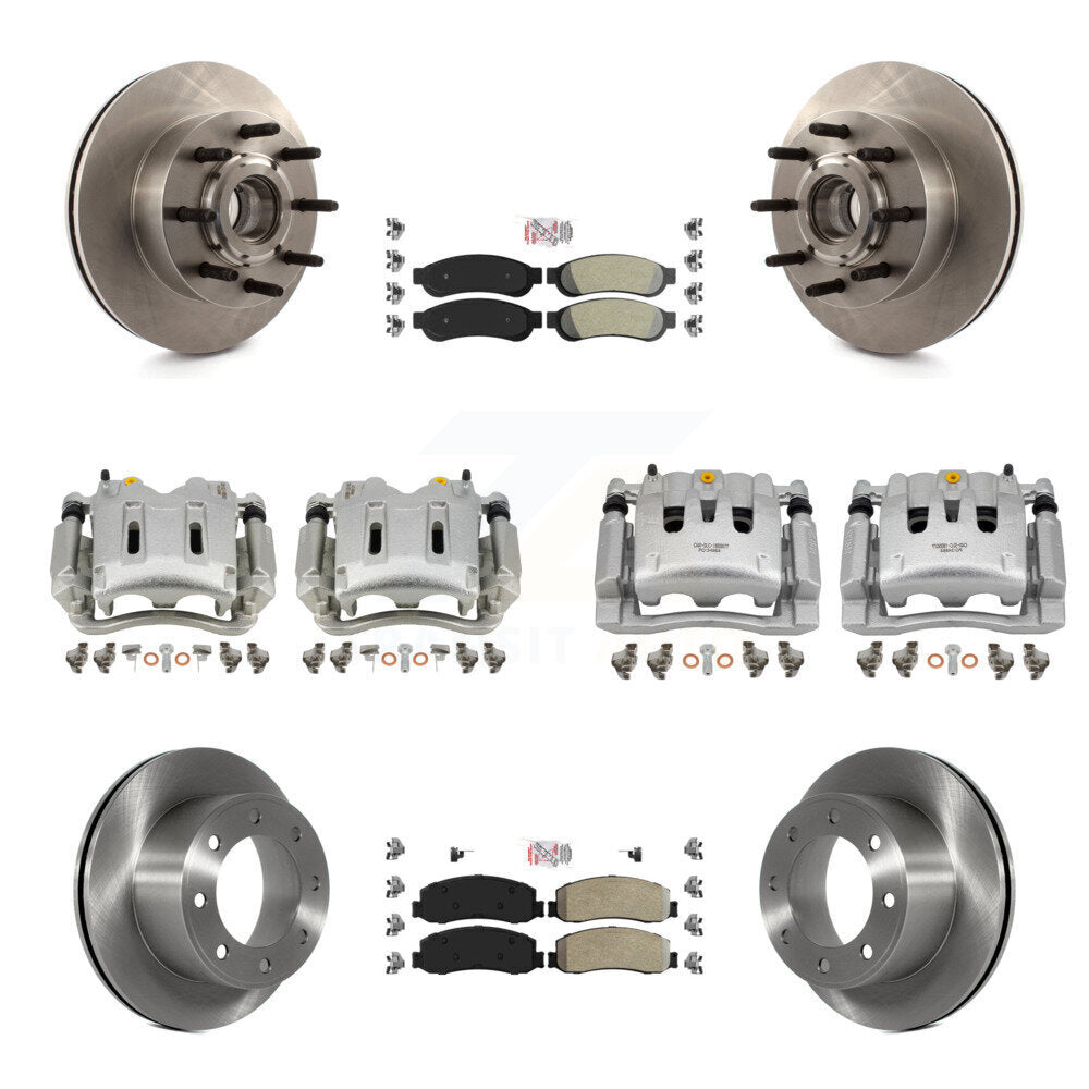 Front Rear Brake Caliper Rotors & Semi-Metallic Pad Kit (10Pc) For Ford F-250 Super Duty KC8-103167N
