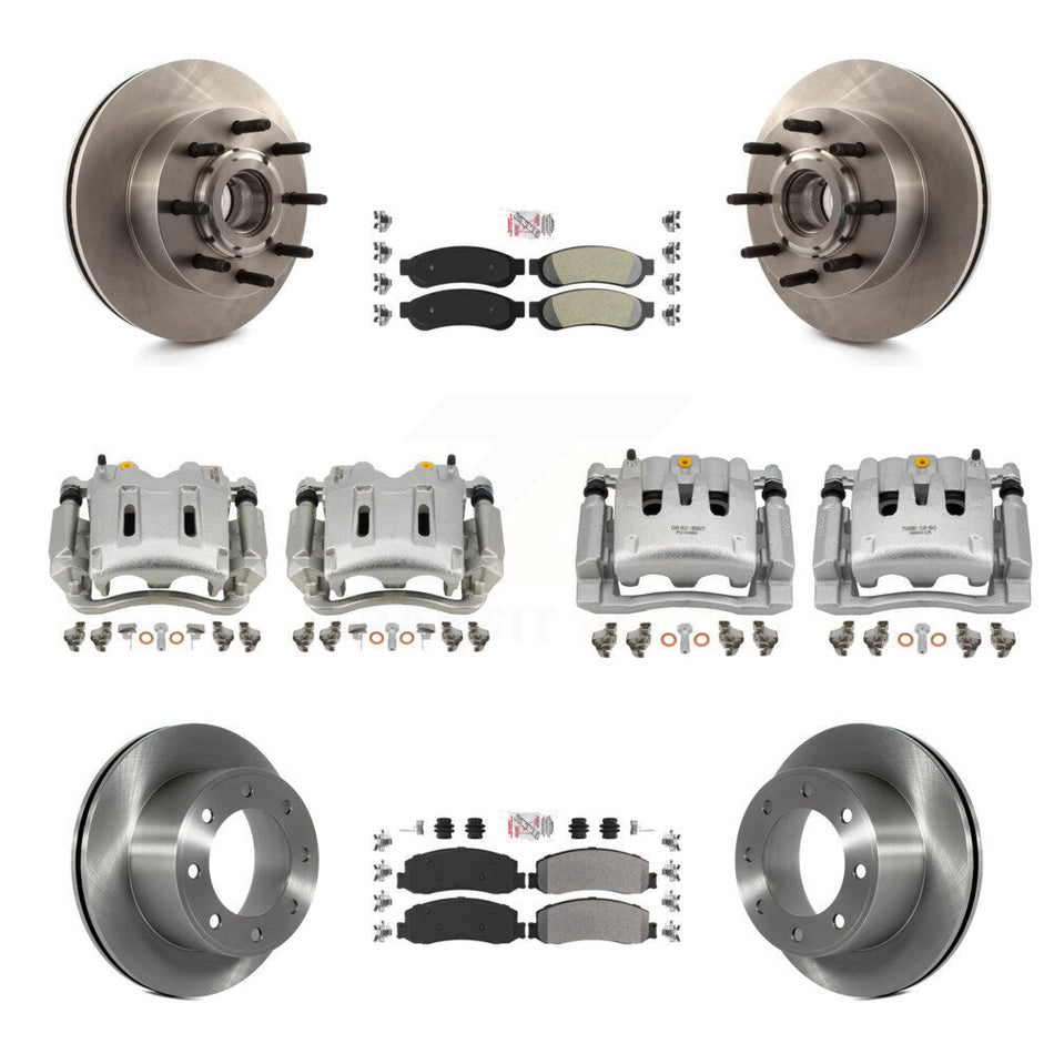 Front Rear Brake Caliper Rotors & Semi-Metallic Pad Kit (10Pc) For Ford F-250 Super Duty KC8-103168N