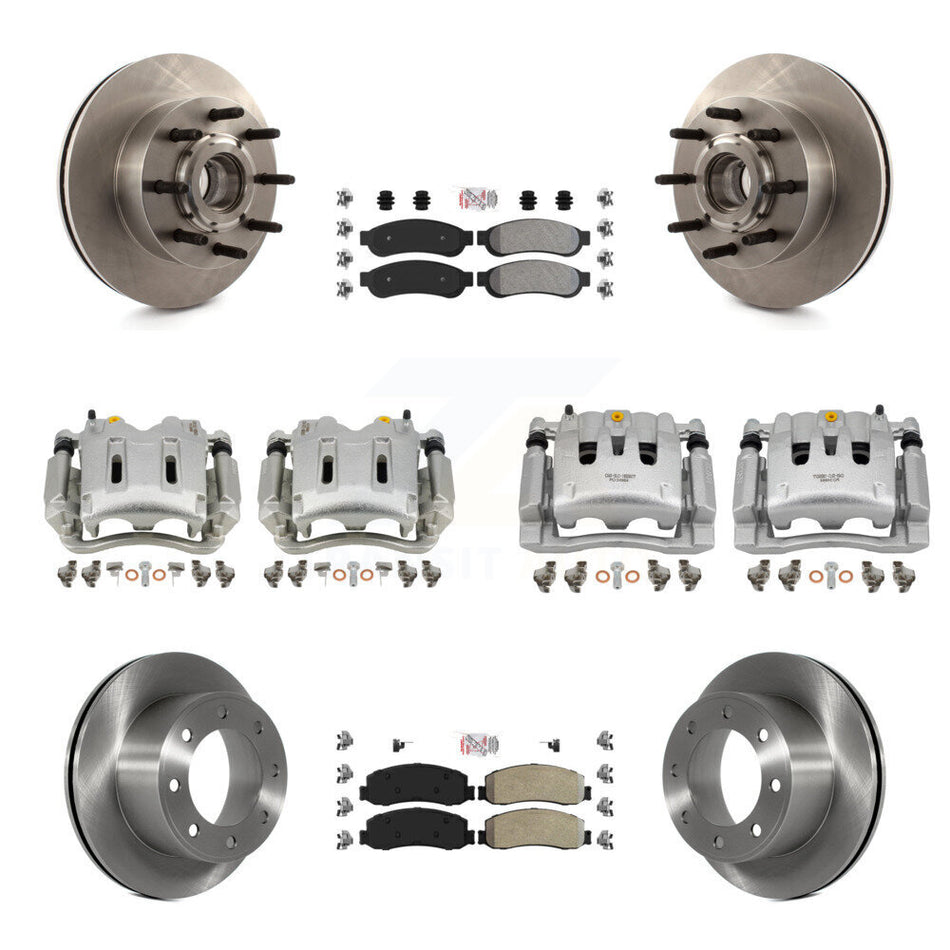 Front Rear Brake Caliper Rotors & Semi-Metallic Pad Kit (10Pc) For Ford F-250 Super Duty KC8-103169N