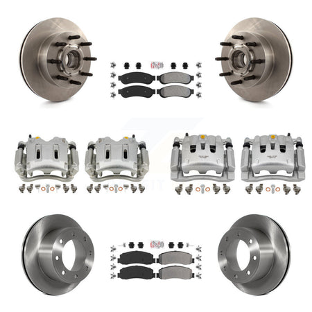 Front Rear Brake Caliper Rotors & Semi-Metallic Pad Kit (10Pc) For Ford F-250 Super Duty KC8-103170N