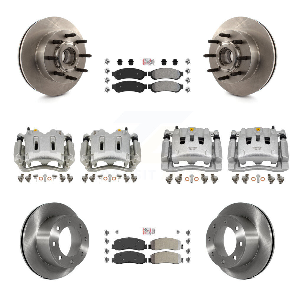 Front Rear Brake Caliper Rotors & Semi-Metallic Pad Kit (10Pc) For Ford F-250 Super Duty KC8-103177N