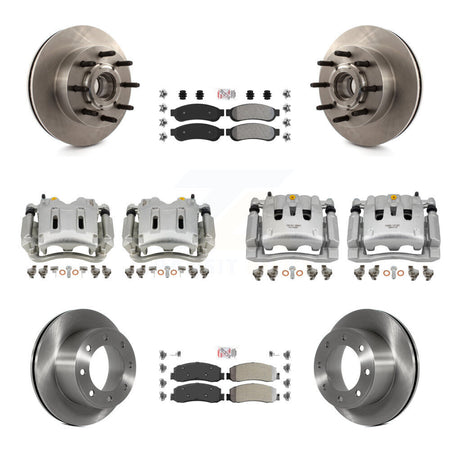 Front Rear Brake Caliper Rotors & Semi-Metallic Pad Kit (10Pc) For Ford F-250 Super Duty KC8-103177N
