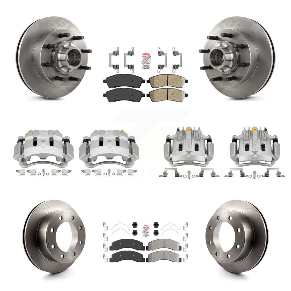 Front Rear Brake Caliper Rotors & Semi-Metallic Pad Kit (10Pc) For Ford F-350 Super Duty KC8-103184N