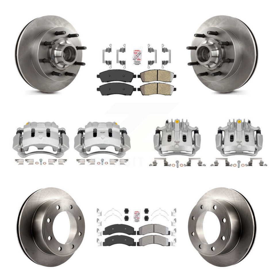 Front Rear Brake Caliper Rotors & Semi-Metallic Pad Kit (10Pc) For Ford F-350 Super Duty KC8-103184N