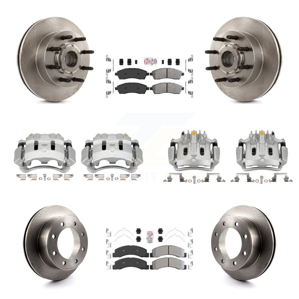 Front Rear Brake Caliper Rotors Semi-Metallic Pad Kit (10Pc) For 2005 Ford Excursion RWD KC8-103186N
