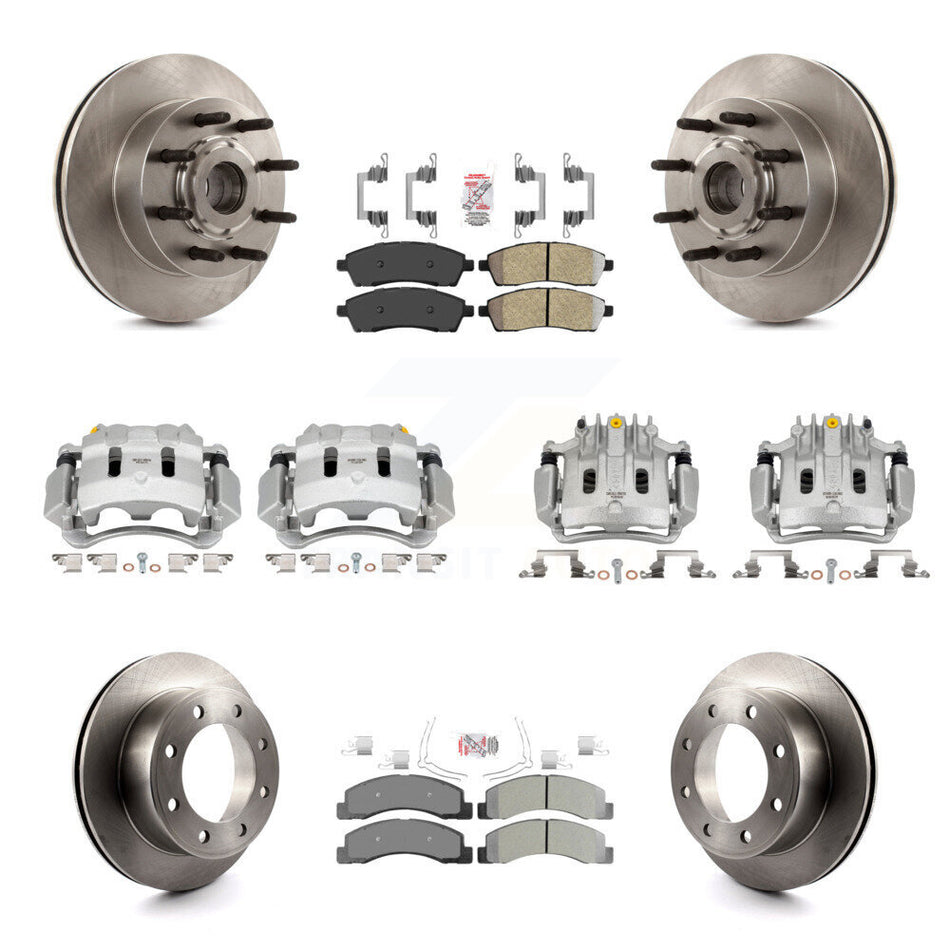 Front Rear Brake Caliper Rotors Semi-Metallic Pad Kit (10Pc) For 2005 Ford Excursion RWD KC8-103187N