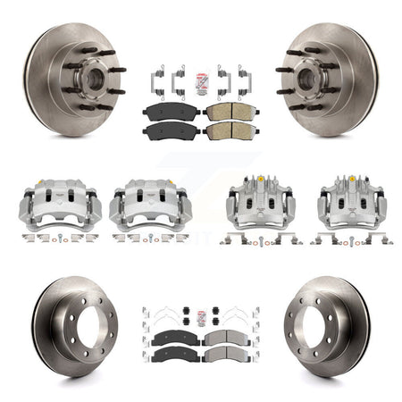 Front Rear Brake Caliper Rotors Semi-Metallic Pad Kit (10Pc) For 2005 Ford Excursion RWD KC8-103188N