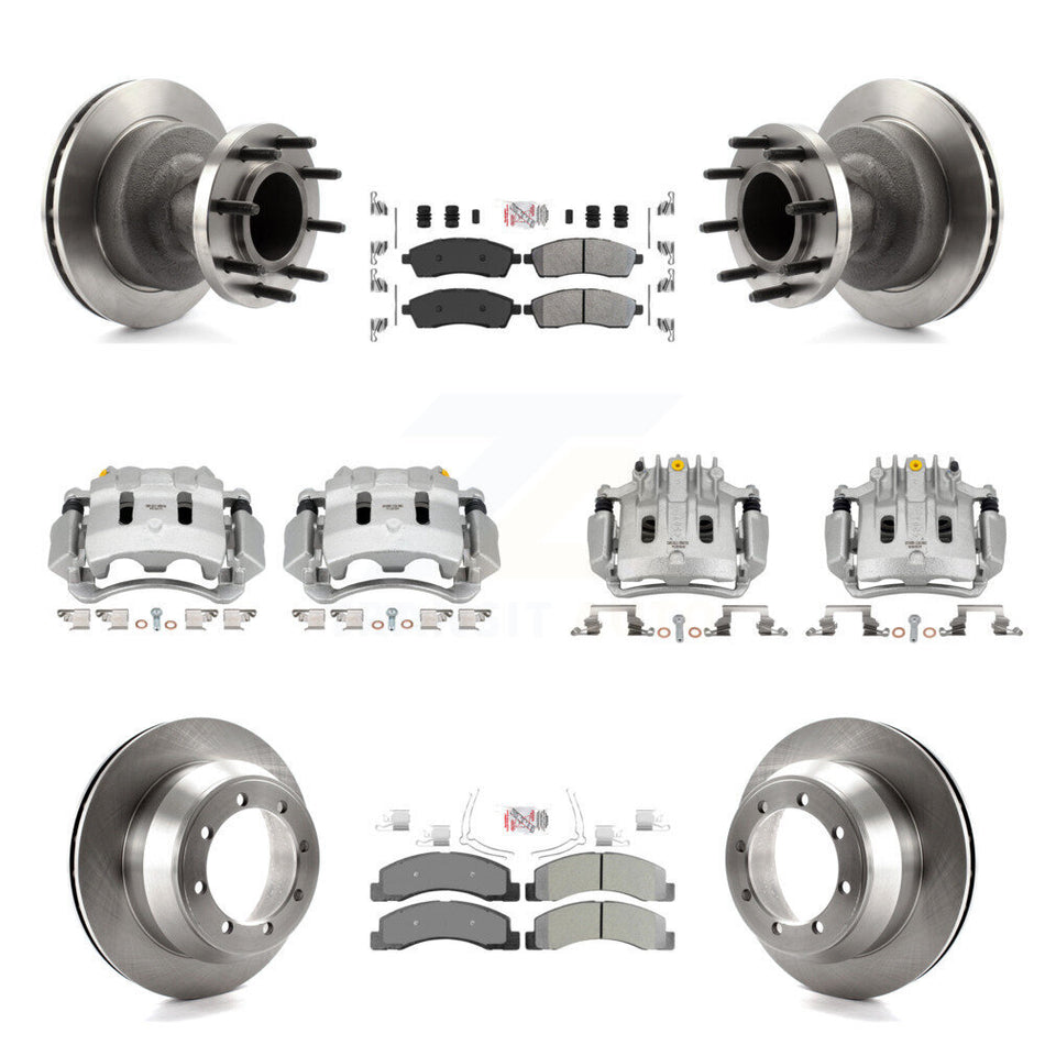 Front Rear Brake Caliper Rotors & Semi-Metallic Pad Kit (10Pc) For Ford F-350 Super Duty KC8-103189N
