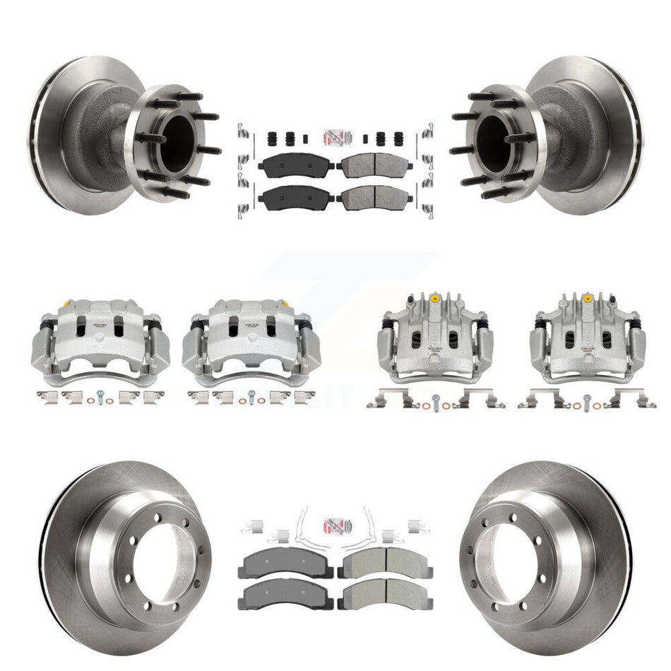 Front Rear Brake Caliper Rotors & Semi-Metallic Pad Kit (10Pc) For Ford F-350 Super Duty KC8-103189N