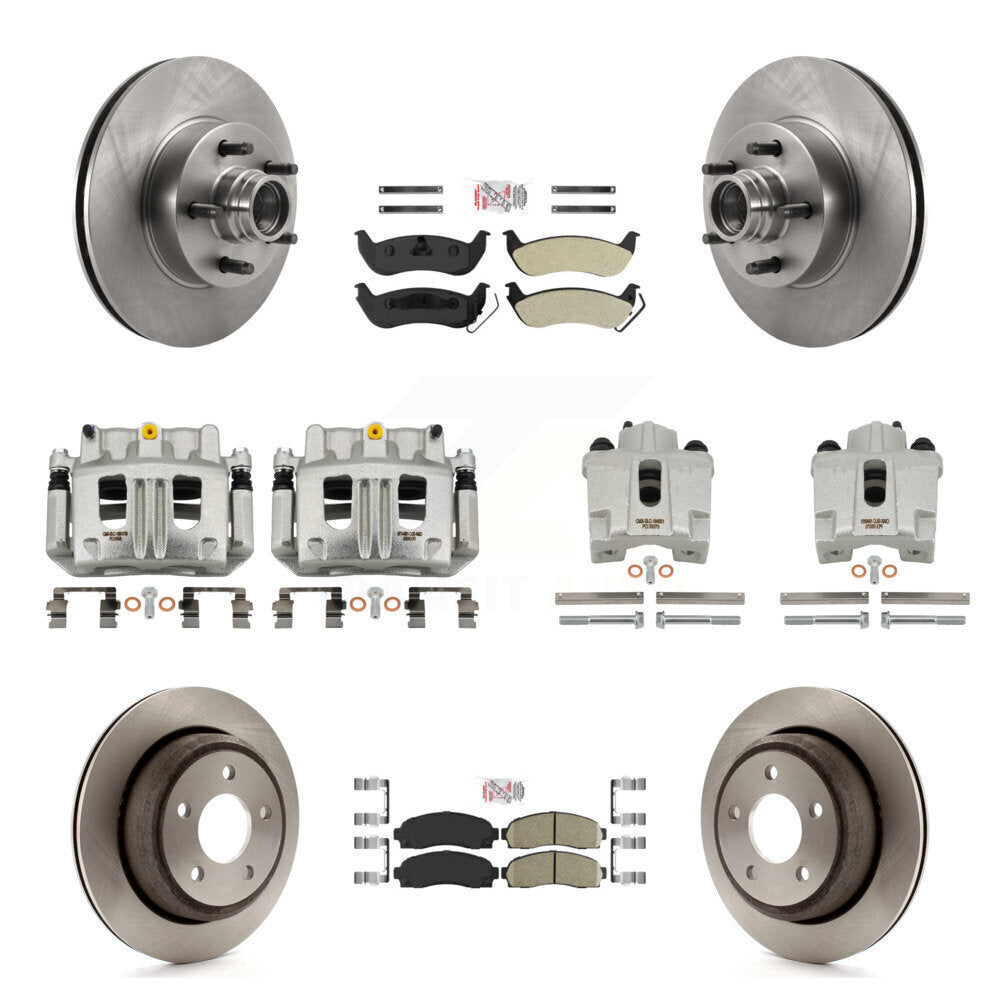Front Rear Brake Caliper Rotors Ameribrakes Pad Kit (10Pc) For 2010-2011 Ford Ranger RWD KC8-103193N