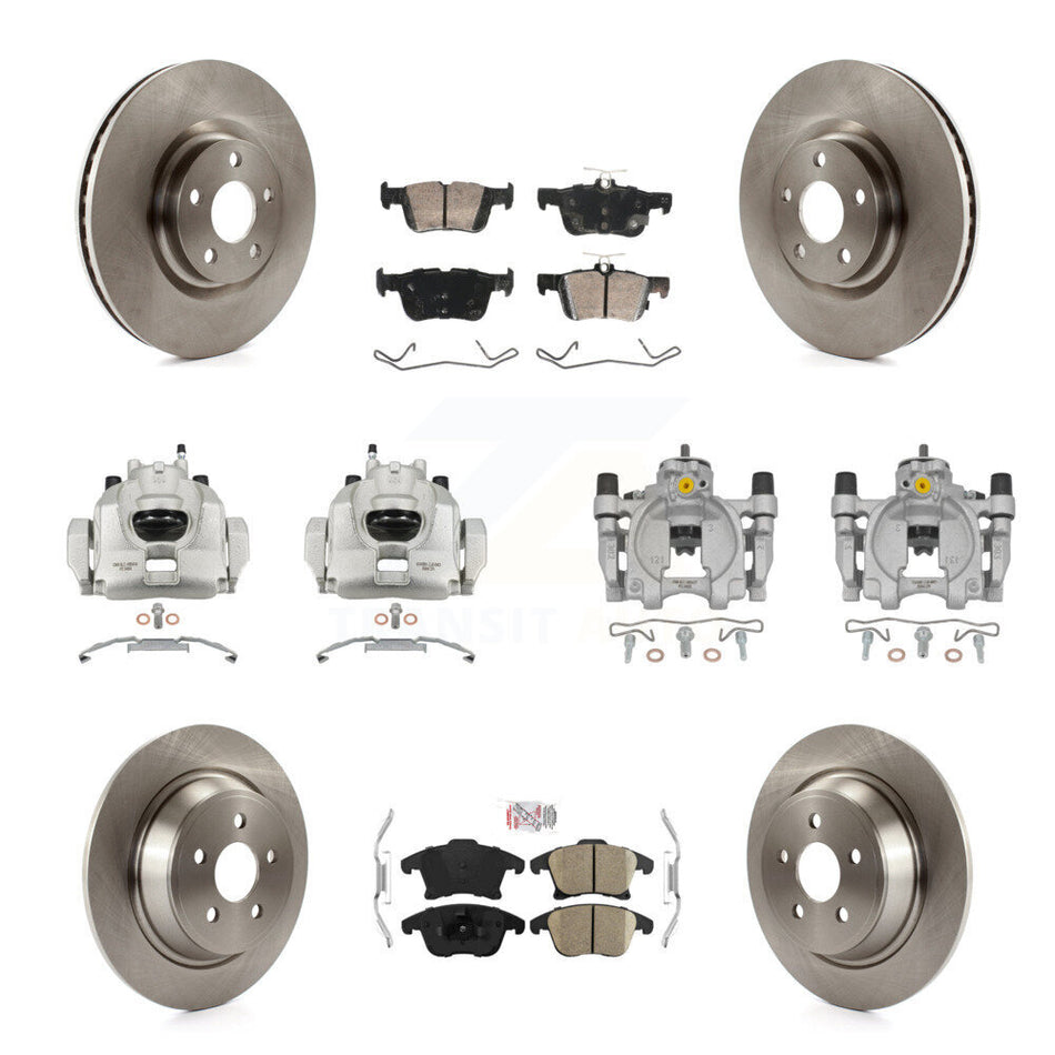 Front Rear Brake Caliper Rotor & Ceramic Pad Kit (10Pc) For Ford Police Responder Hybrid KC8-103213N