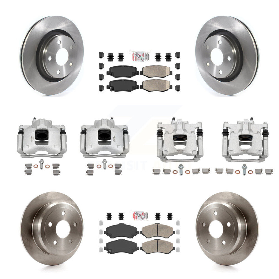 Front Rear Disc Brake Caliper Rotors And Ceramic Pads Kit (10Pc) For Jeep Wrangler KC8-103219N