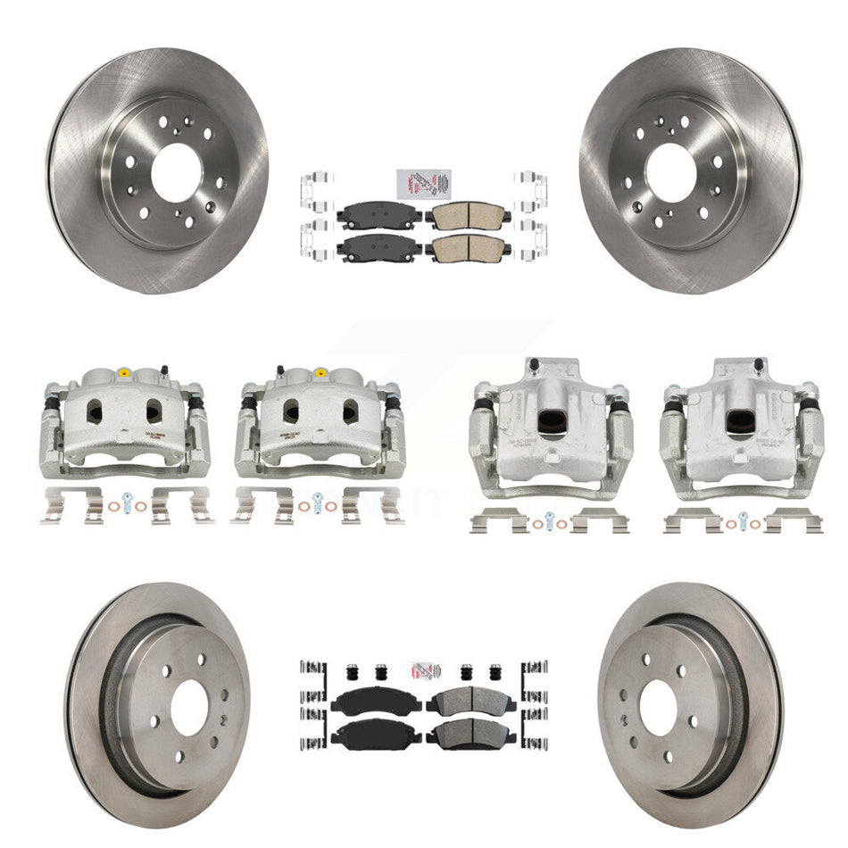 Front Rear Disc Brake Caliper Rotors And Ameribrakes Pads Kit (10Pc) For Cadillac XTS KC8-103246N