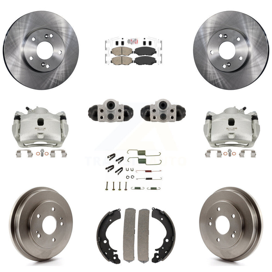 Front Rear Brake Caliper Rotors Drum Ceramic Pad Shoe Cylinder & Hardware Kit (11Pc) For KC8-103309N