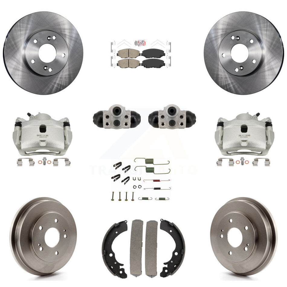 Front Rear Brake Caliper Rotors Drum Ceramic Pad Shoe Cylinder & Hardware Kit (11Pc) For KC8-103310N