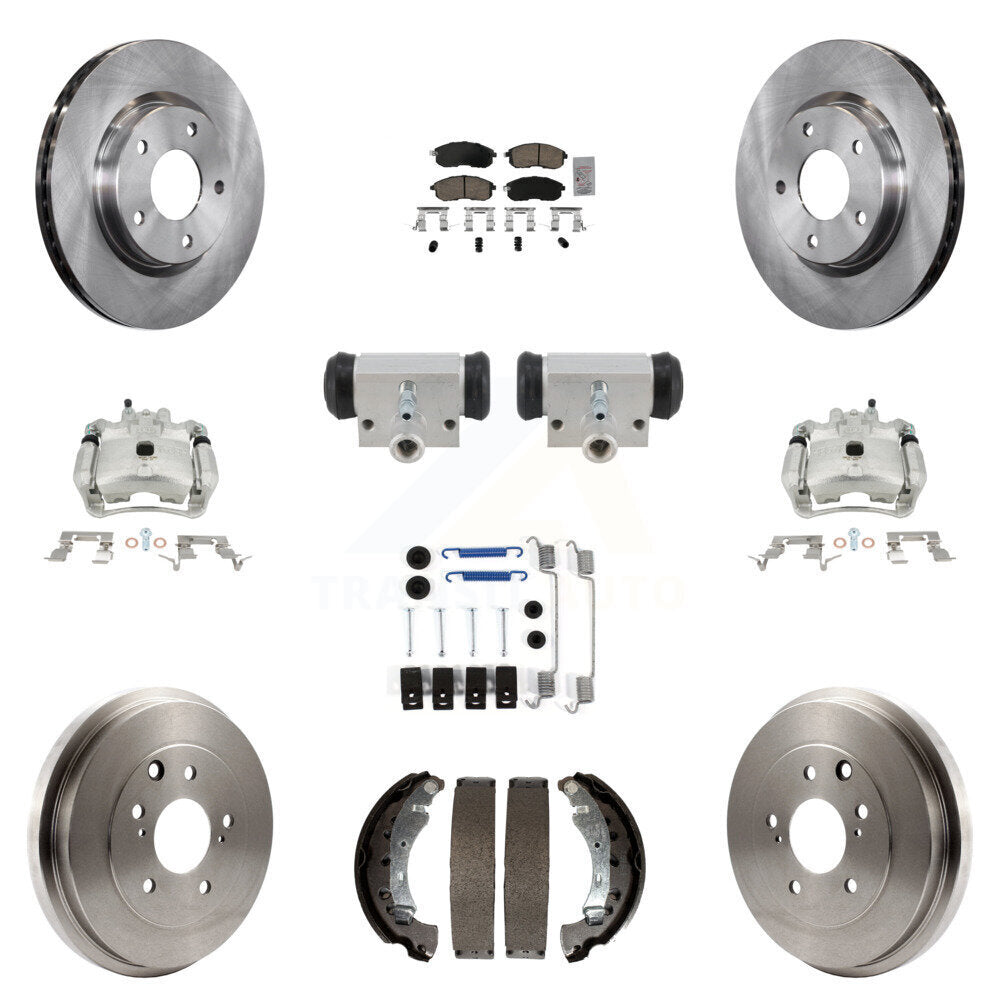 Front Rear Brake Caliper Rotors Drum Ceramic Pad Shoe Cylinder & Hardware Kit (11Pc) For KC8-103315N