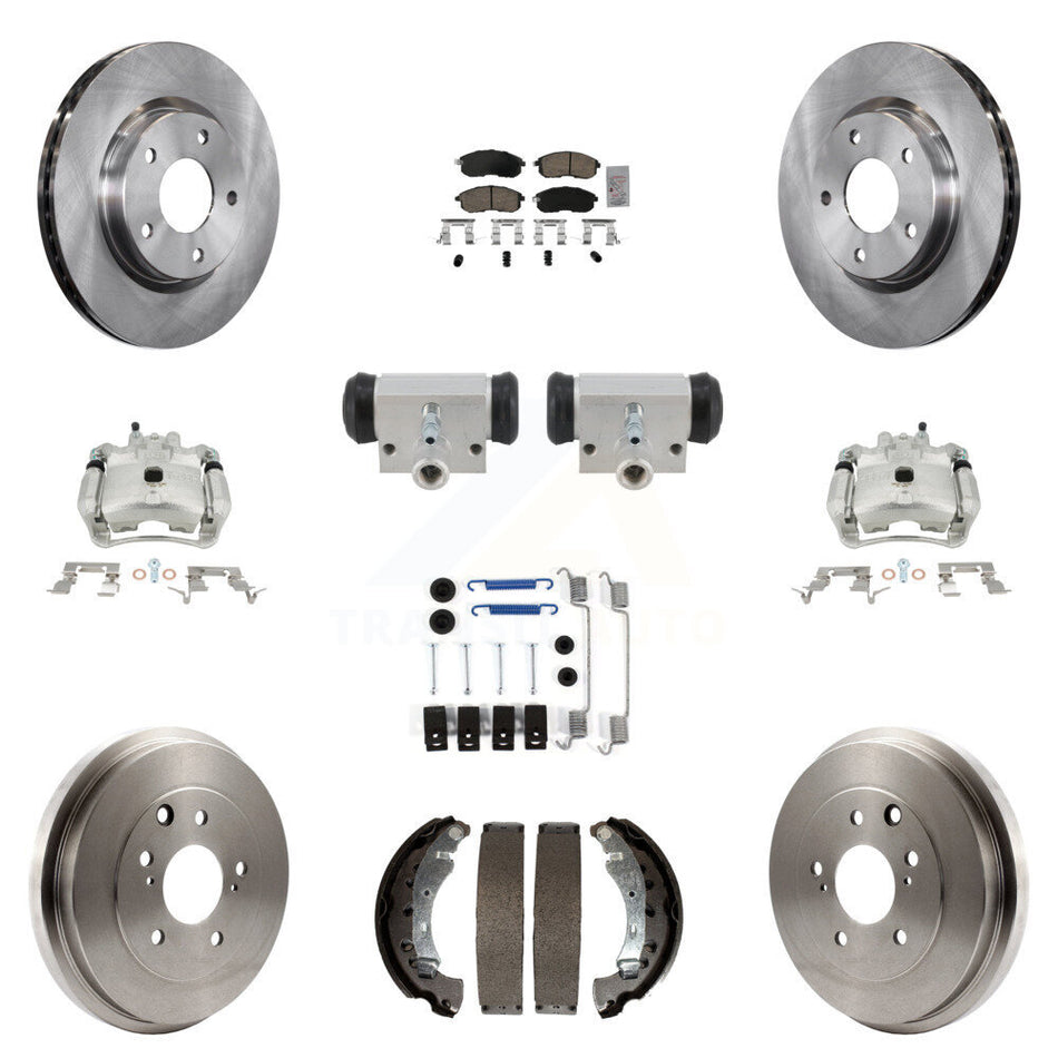 Front Rear Brake Caliper Rotors Drum Ceramic Pad Shoe Cylinder & Hardware Kit (11Pc) For KC8-103315N