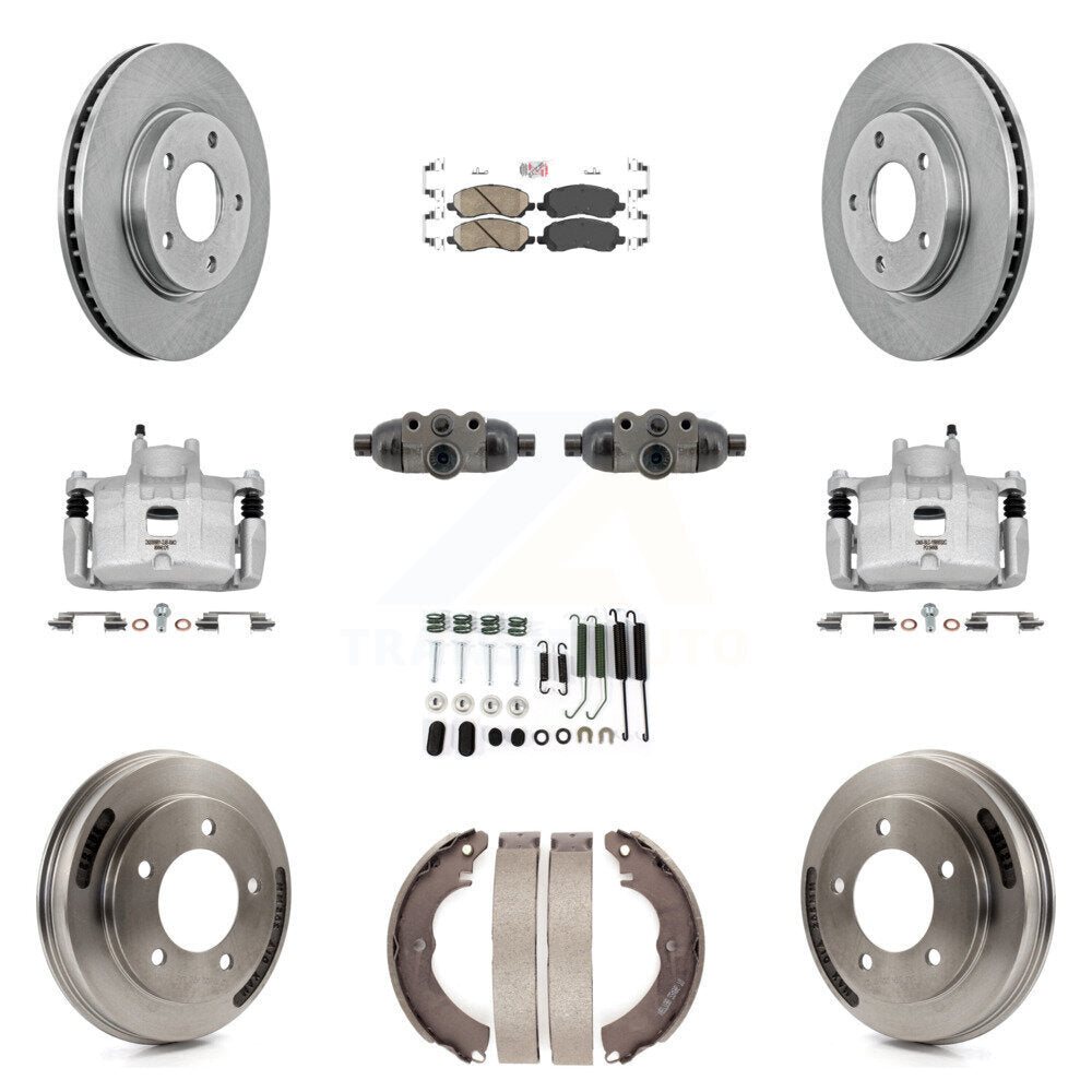Front Rear Brake Caliper Rotors Drum Ceramic Pad Shoe Cylinder & Hardware Kit (11Pc) For KC8-103319N