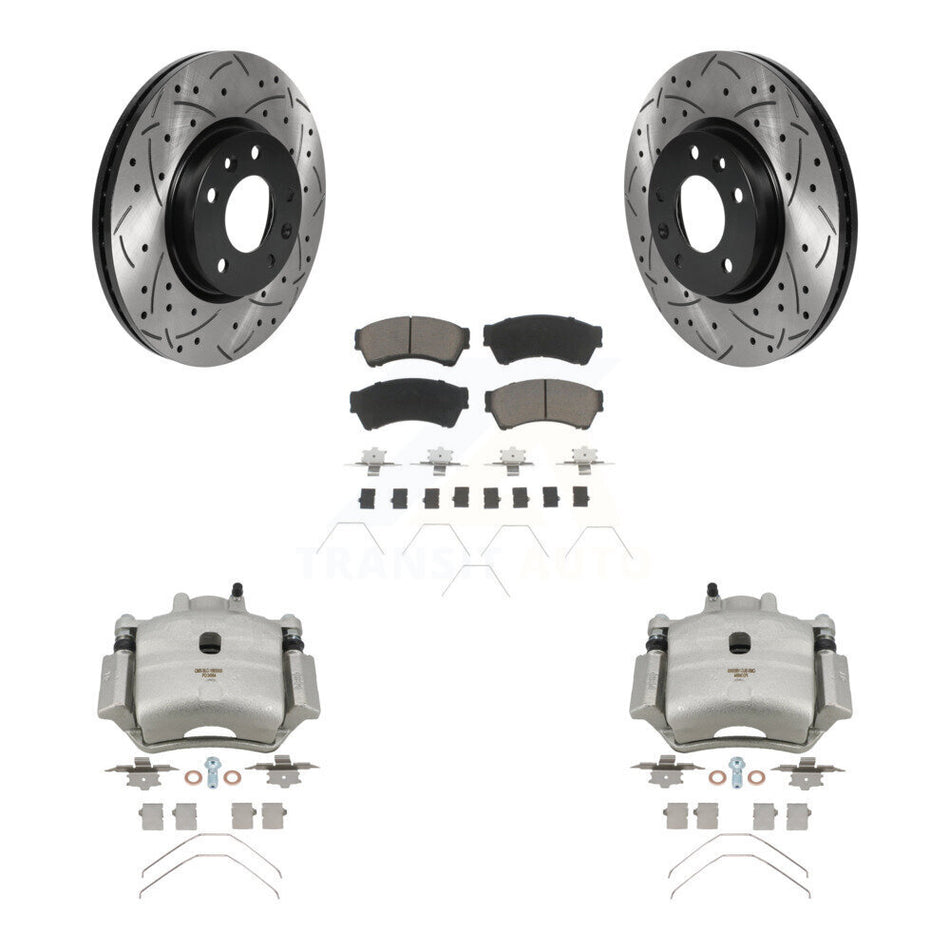 Front Brake Caliper Drill Slot Rotor Ceramic Pad Kit For Ford Fusion Mazda 6 Lincoln MKZ KCD-100001C
