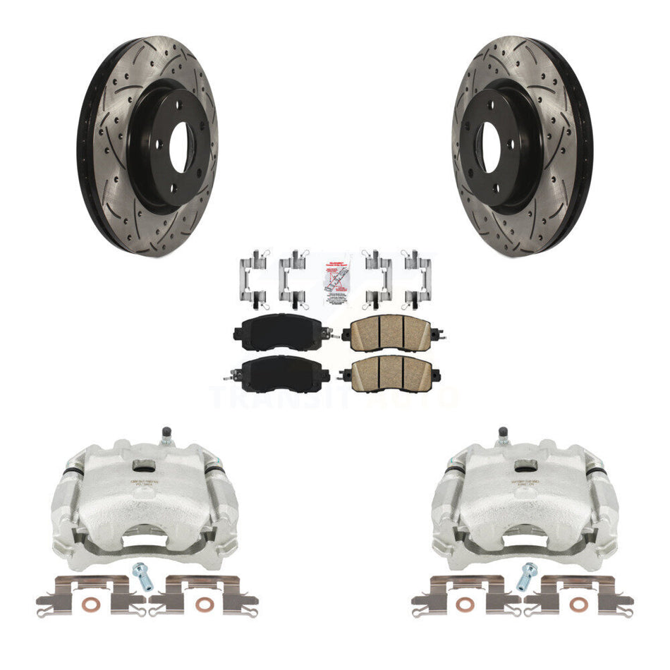 Front Disc Brake Coated Caliper Drilled Slotted Rotors And Ceramic Pads Kit For Nissan Altima KCD-100002N by Transit Auto