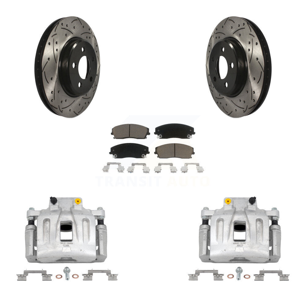 Front Brake Coat Caliper Drill Slot Rotor Ceramic Pad Kit For Chrysler 300 Dodge Charger KCD-100004C
