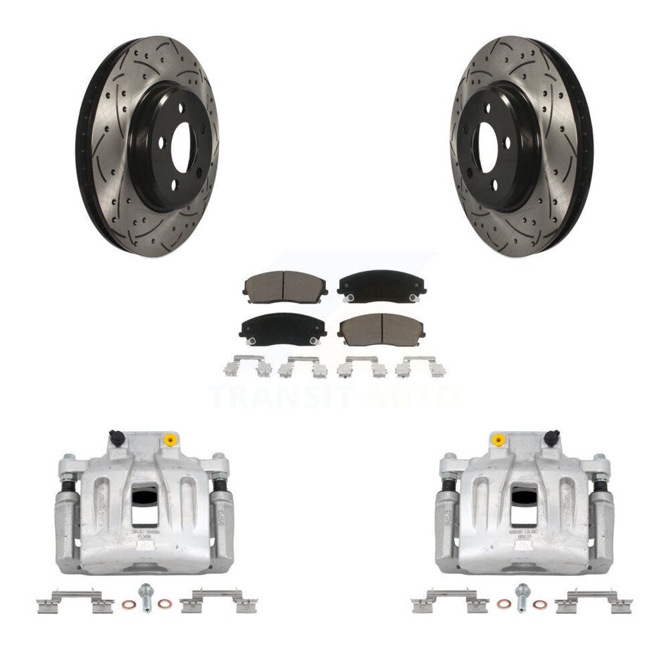 Front Brake Coat Caliper Drill Slot Rotor Ceramic Pad Kit For Chrysler 300 Dodge Charger KCD-100004C