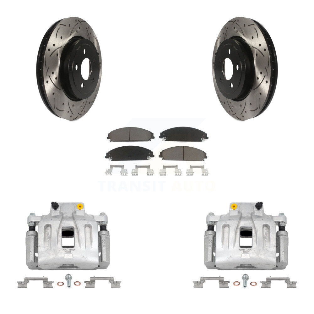 Front Brake Coat Caliper Drill Slot Rotor Ceramic Pad Kit For Chrysler 300 Dodge Charger KCD-100005C