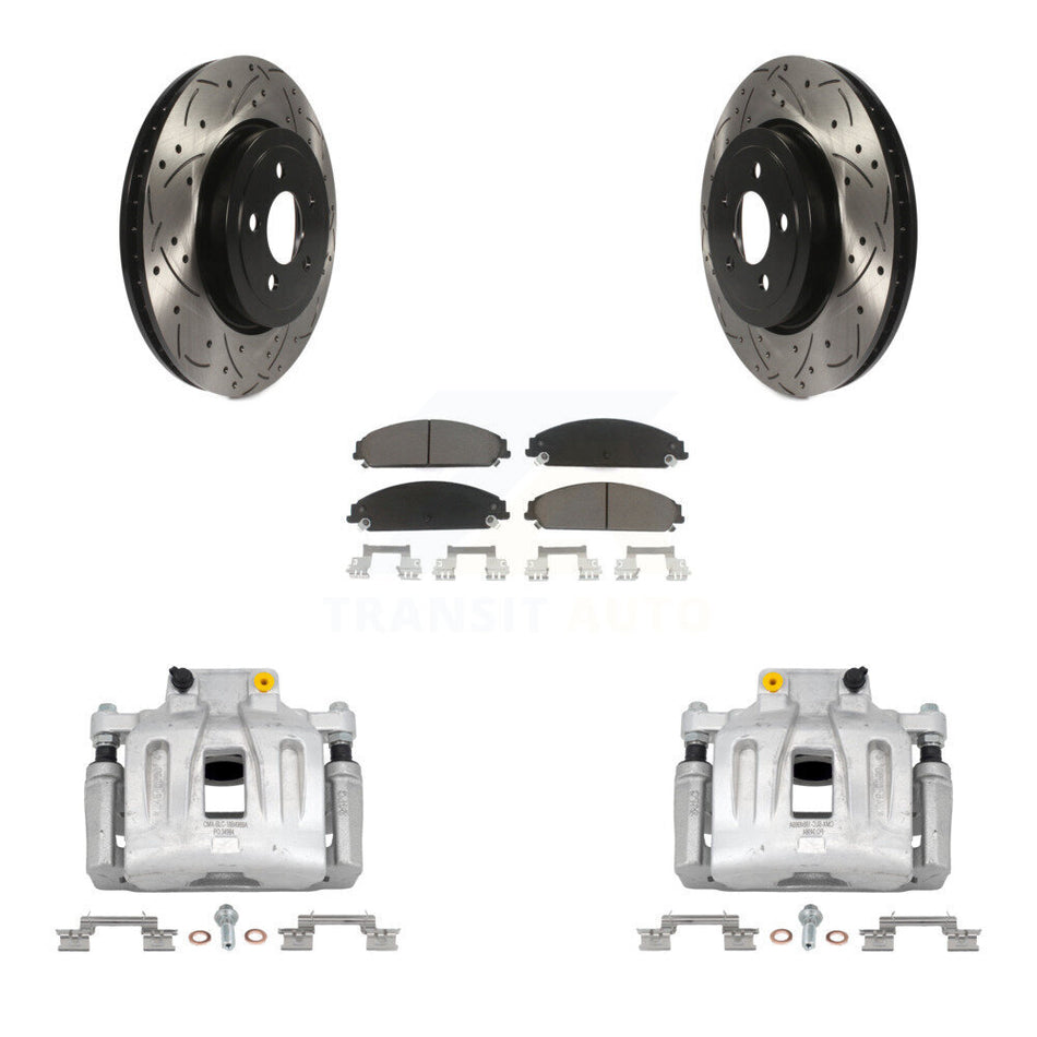Front Brake Coat Caliper Drill Slot Rotor Ceramic Pad Kit For Chrysler 300 Dodge Charger KCD-100005C