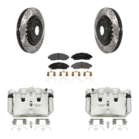 Front Brake Coat Caliper Drill Slot Rotors Semi-Metallic Pad Kit For 2014-2016 Acura MDX KCD-100005P