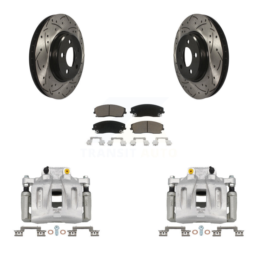 Front Brake Coat Caliper Drill Slot Rotor Ceramic Pad Kit For Dodge Chrysler 300 Charger KCD-100007C