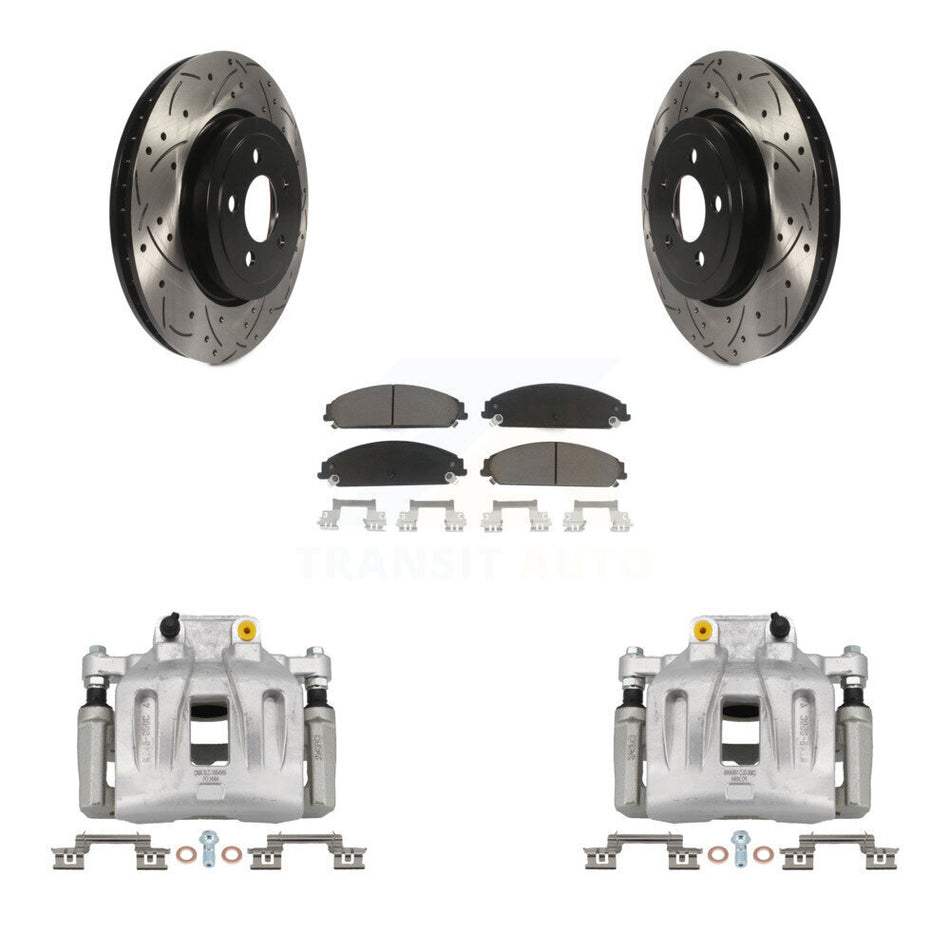 Front Brake Coat Caliper Drill Slot Rotor Ceramic Pad Kit For Chrysler 300 Dodge Charger KCD-100008C