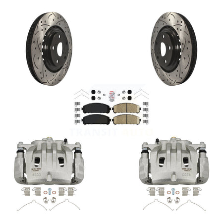 Front Brake Caliper Drilled Slot Rotor Ceramic Pad Kit For Lexus RX350 Toyota Highlander KCD-100009N