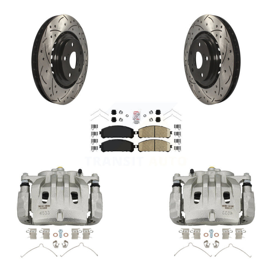 Front Brake Caliper Drilled Slot Rotor Ceramic Pad Kit For Lexus RX350 Toyota Highlander KCD-100009N